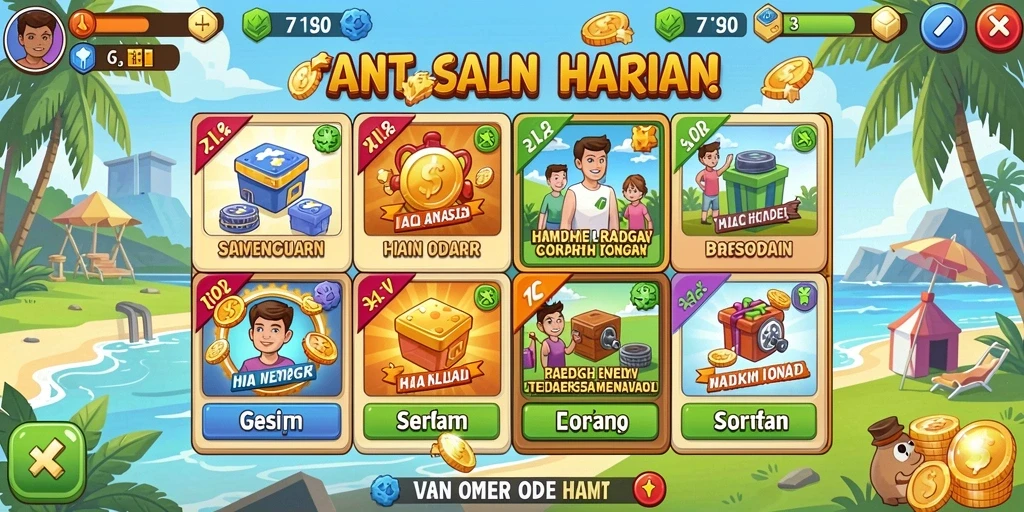 Tampilan antarmuka permainan yang menarik dan bersih.